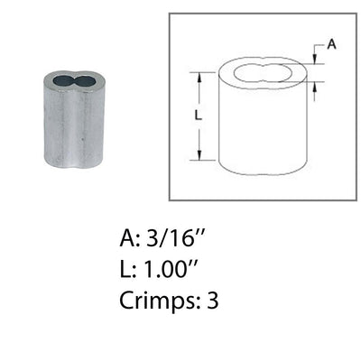 Aluminum Crimping Loop Sleeve Wire Rope Sleeves Double Barrel Ferrule