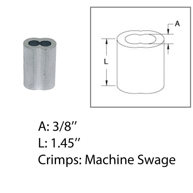 Aluminum Crimping Loop Sleeve Wire Rope Sleeves Double Barrel Ferrule