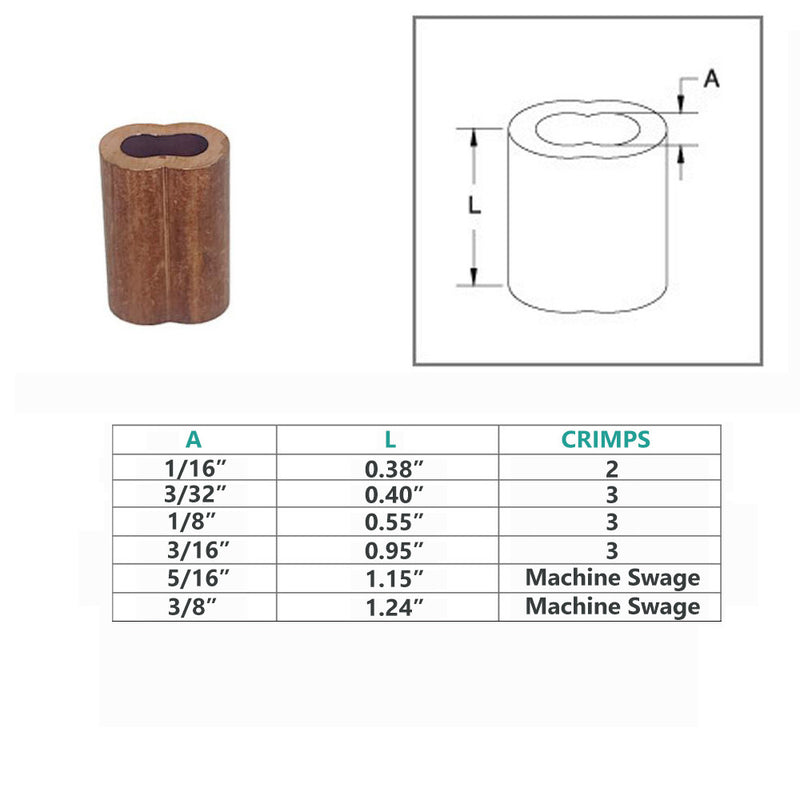 Copper Crimping Loop Sleeve Wire Rope Sleeves Double Barrel Ferrule