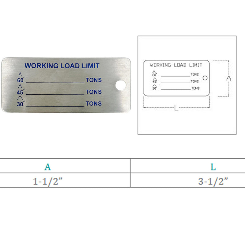 Marine Grade Stainless Steel T316 SLING ID TAG 3-1/2" x 1-1/2" Sling Tag