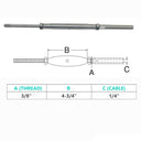 Marine Thread Rod & Swage Stud Turnbuckle For Cable Wire Rope T316 Stainless Steel