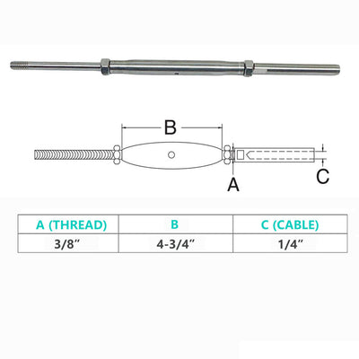 Marine Thread Rod & Swage Stud Turnbuckle For Cable Wire Rope T316 Stainless Steel