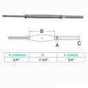 Marine Thread Rod & Swage Stud Turnbuckle For Cable Wire Rope T316 Stainless Steel