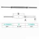 Marine Thread Rod & Swage Stud Turnbuckle For Cable Wire Rope T316 Stainless Steel