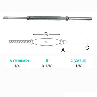 Marine Thread Rod & Swage Stud Turnbuckle For Cable Wire Rope T316 Stainless Steel