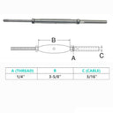 Marine Thread Rod & Swage Stud Turnbuckle For Cable Wire Rope T316 Stainless Steel