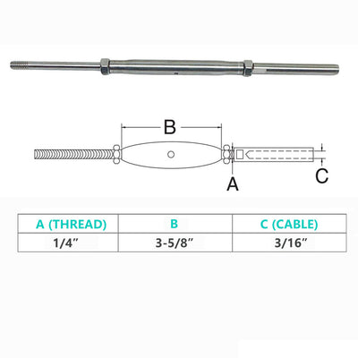 Marine Thread Rod & Swage Stud Turnbuckle For Cable Wire Rope T316 Stainless Steel