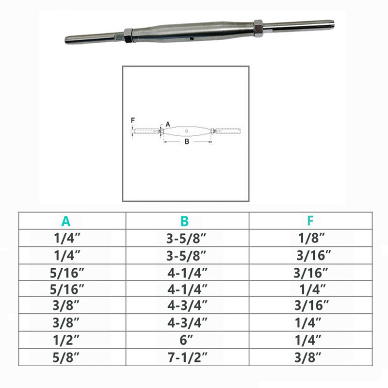 Thread Swage Stud & Stud Pipe Turnbuckle For Wire Cable Stainless Steel T316