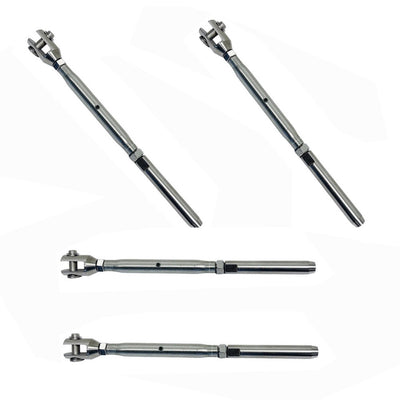 Marine Thread Fork & Swage Stud Turnbuckle For 1/8", 3/16", 1/4" Cable Stainless Steel T316