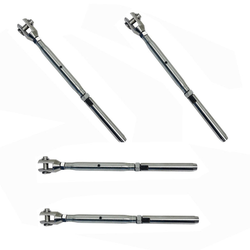 Marine Thread Fork & Swage Stud Turnbuckle For 1/8", 3/16", 1/4" Cable Stainless Steel T316