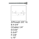 Marine Thread Fork & Swage Stud Turnbuckle For 1/8", 3/16", 1/4" Cable Stainless Steel T316