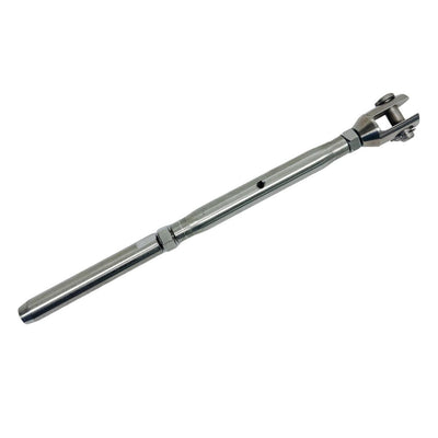 1/4" Thread Fork & Hand Swage Stud Turnbuckle 1/8", 3/16" Cable Stainless Steel
