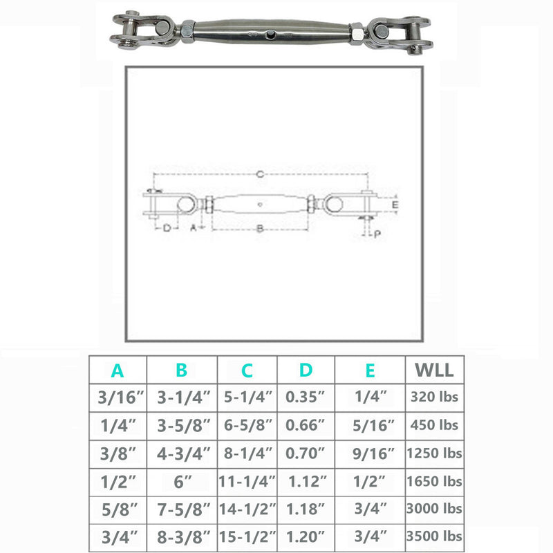 Marine Toggle & toggle Pipe Turnbuckle Stainless Steel T316