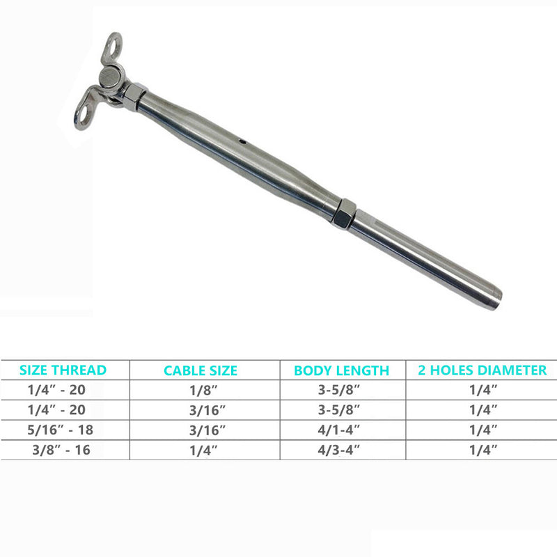 Marine Stainless Steel T316 Deck Toggle & Swage Stud Turnbuckle for Cable Wire