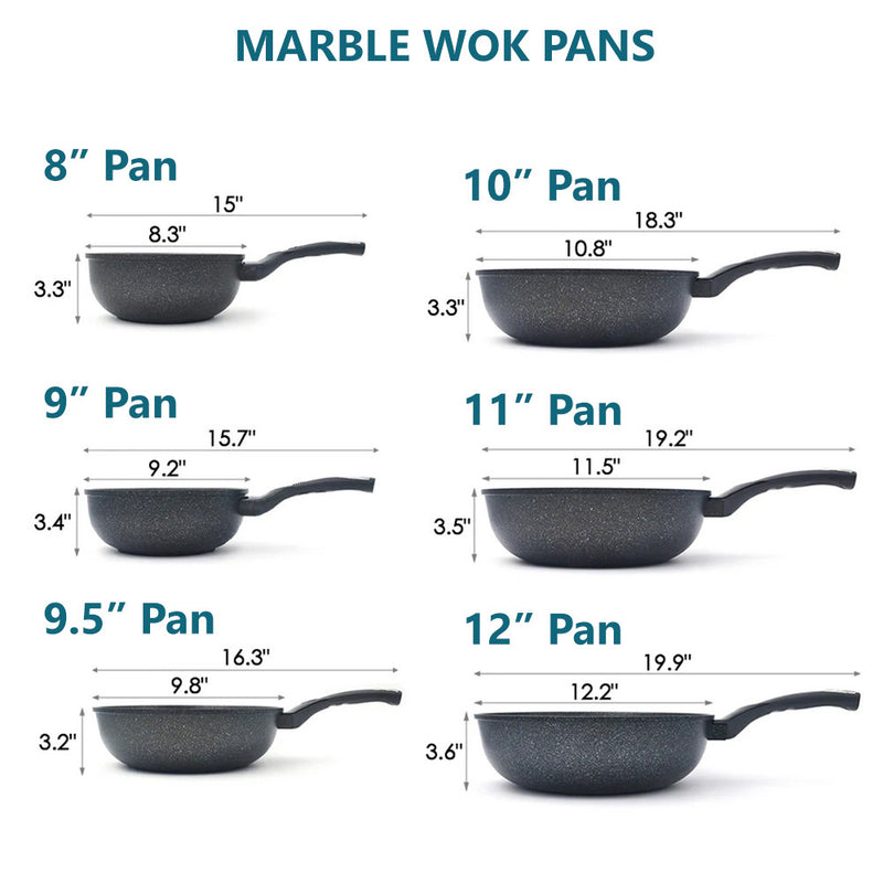 Wok Non-Stick Cooking Frying Pan Pot, 5 Layer Marble Coating, MADE IN KOREA