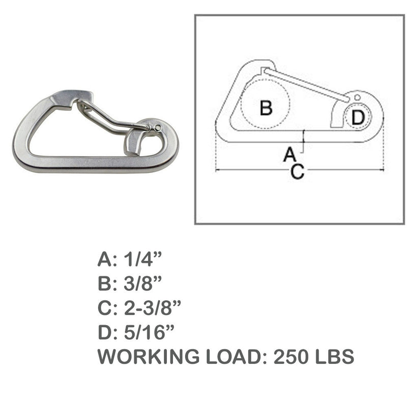 Harness Clip Spring Gate Snap Hook Carabiner Hook Stainless Steel T316