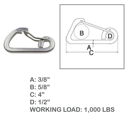 Harness Clip Spring Gate Snap Hook Carabiner Hook Stainless Steel T316
