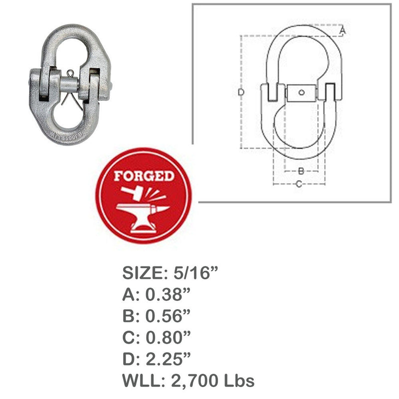 Stainless Steel T316 Hammerlock Coupling Link Connecting Link Connectors Hammerlock Coupler