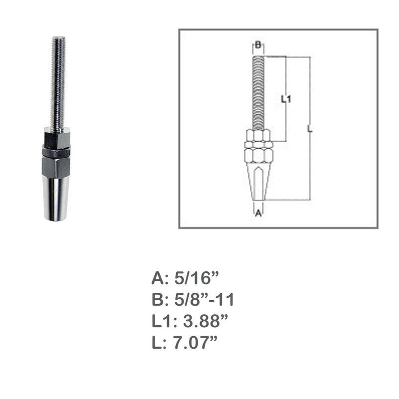 Marine Boat Swageless Threaded Stud for Cable Stainless Steel T316