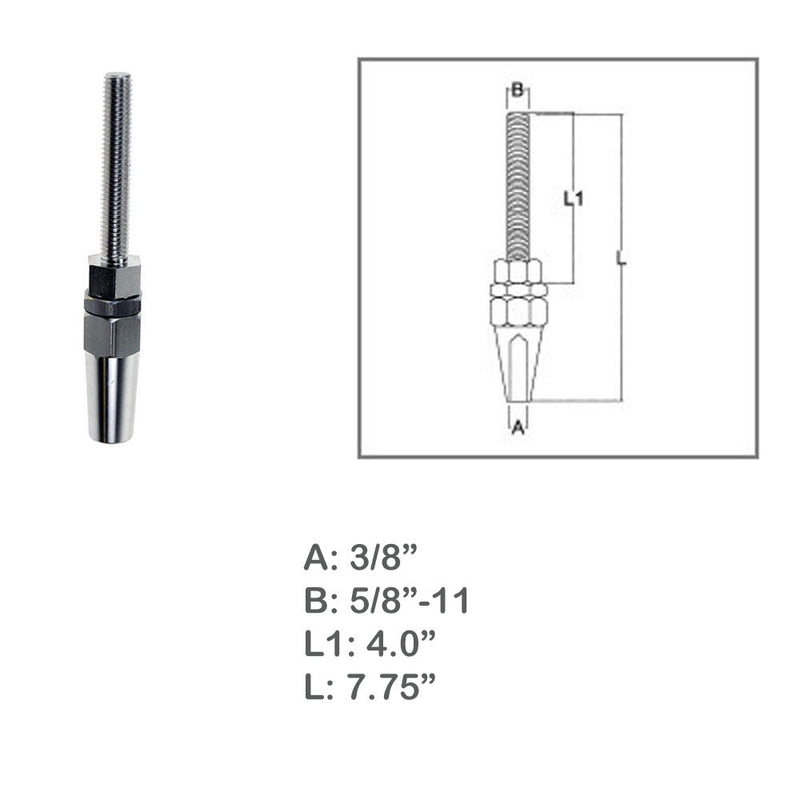 Marine Boat Swageless Threaded Stud for Cable Stainless Steel T316