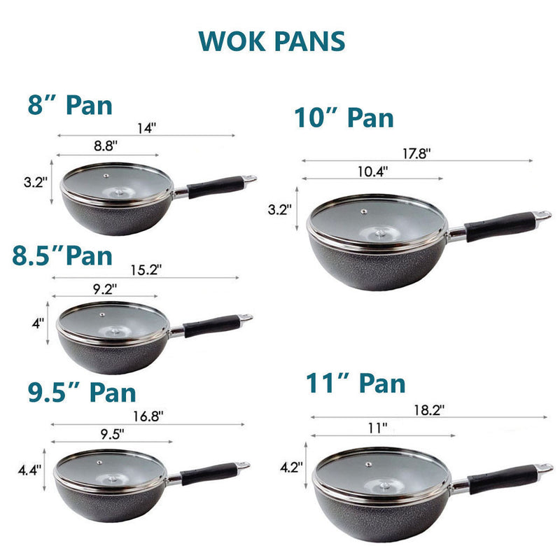 Nonstick Wok Frying Pan Saute Pan with Lid , Non Toxic Deep Fry Pan Ergonomic Plastic Handle