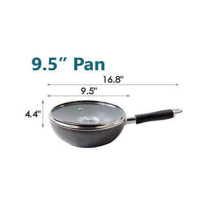 Nonstick Wok Frying Pan Saute Pan with Lid , Non Toxic Deep Fry Pan Ergonomic Plastic Handle