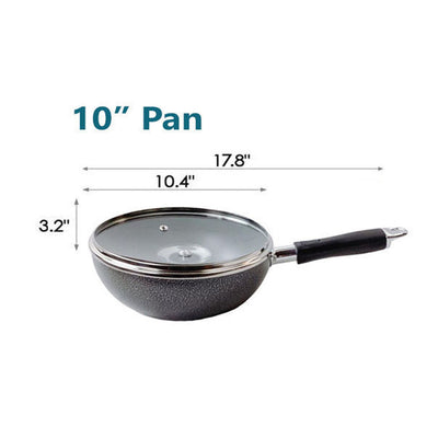 Nonstick Wok Frying Pan Saute Pan with Lid , Non Toxic Deep Fry Pan Ergonomic Plastic Handle