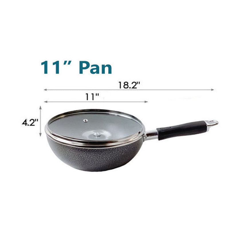 Nonstick Wok Frying Pan Saute Pan with Lid , Non Toxic Deep Fry Pan Ergonomic Plastic Handle