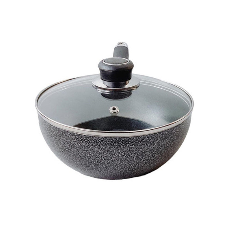 Nonstick Wok Frying Pan Saute Pan with Lid , Non Toxic Deep Fry Pan Ergonomic Plastic Handle