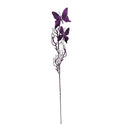 31" Artificial Glitter Butterflies Dead Twig Spray Window Insect Floral Decor Party Flower Arrangement - Purple