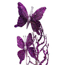 10 Pcs 31" Artificial Glitter Butterflies Dead Twig Spray Window Insect Floral Decor Party Flower Arrangement - Purple
