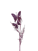 10 Pcs 31" Artificial Glitter Butterflies Dead Twig Spray Window Insect Floral Decor Party Flower Arrangement - Lavender