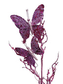 10 Pcs 31" Artificial Glitter Butterflies Dead Twig Spray Window Insect Floral Decor Party Flower Arrangement - Lavender