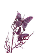 10 Pcs 31" Artificial Glitter Butterflies Dead Twig Spray Window Insect Floral Decor Party Flower Arrangement - Lavender