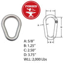 Drop Forged Wire Rope Pear Link Master Link Stainless Steel T316