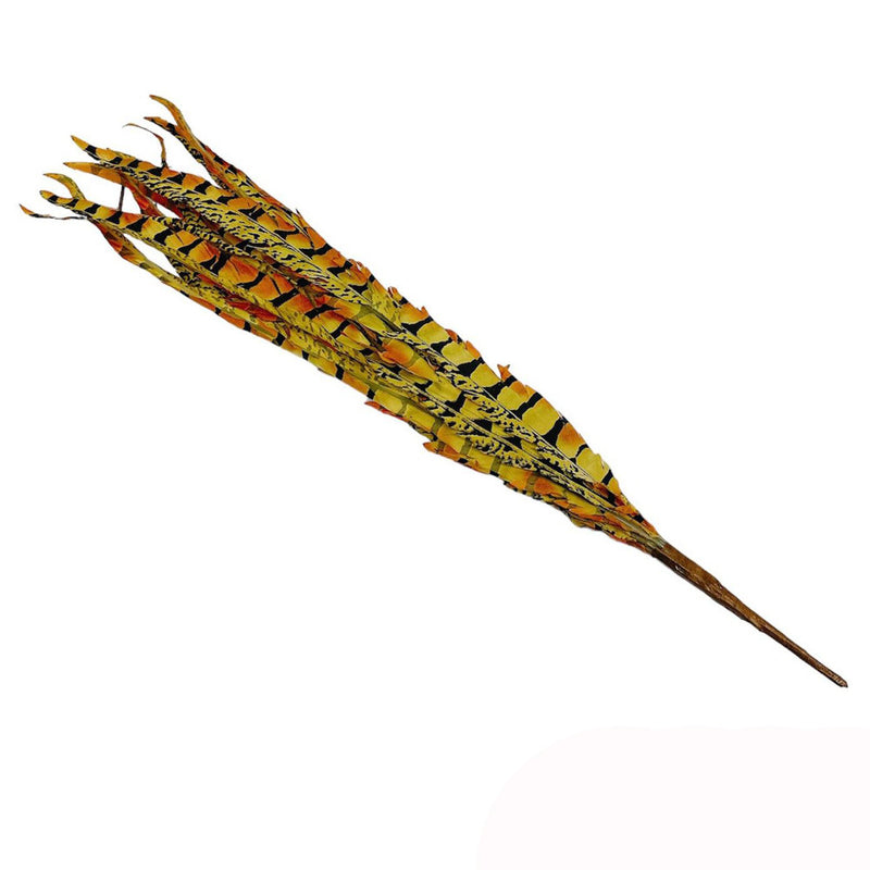 Yellow Ruby Faux Feather Spray Artificial Flower Boho Farmhouse Decor 22" 12 Pcs