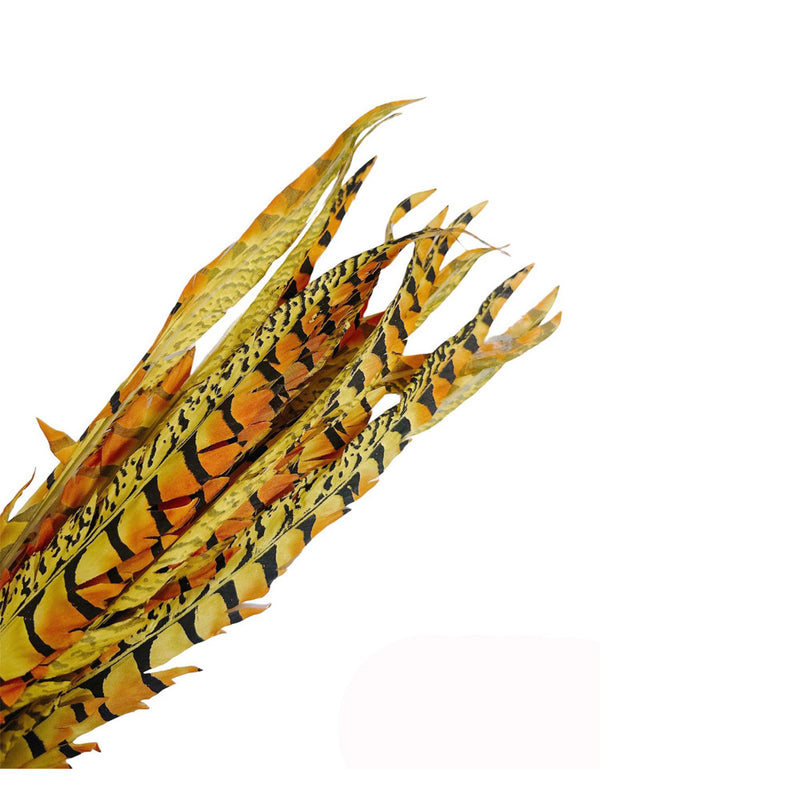 Yellow Ruby Faux Feather Spray Artificial Flower Boho Farmhouse Decor 22" 12 Pcs
