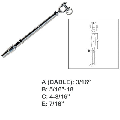 Cable Jaw Swageless Turnbuckle Pipe Turnbuckle Stainless Steel T316