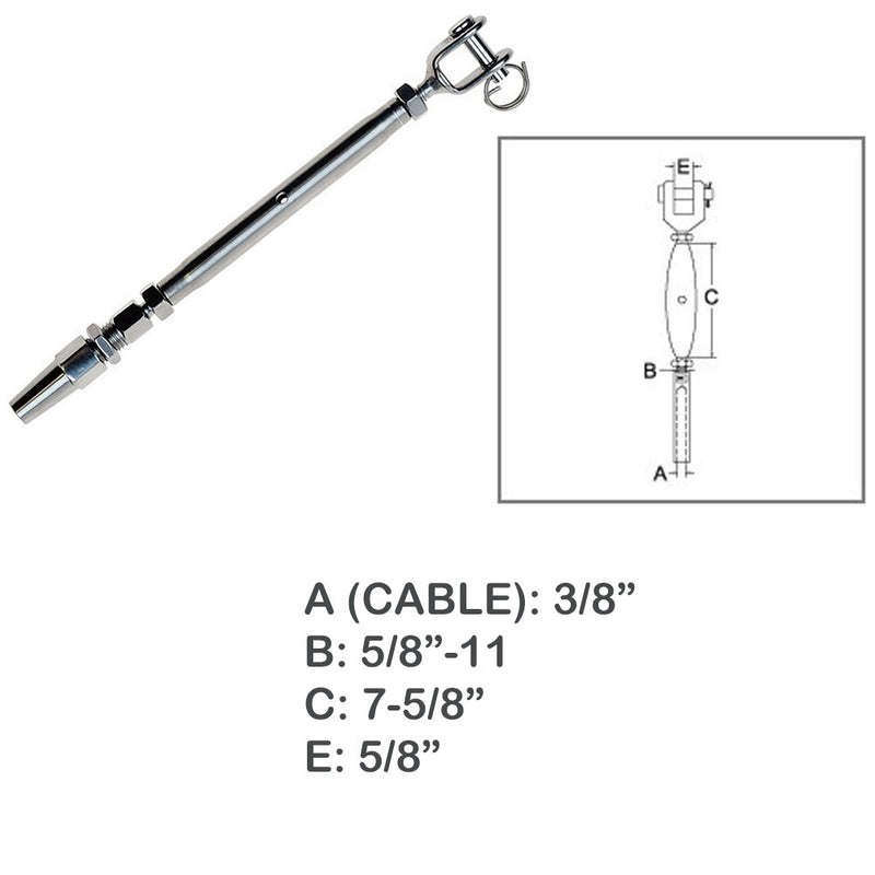 Cable Jaw Swageless Turnbuckle Pipe Turnbuckle Stainless Steel T316