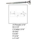 Marine Cable Jaw And Swage Stud Thread Turnbuckle Stainless Steel T316