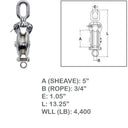 Heavy Duty Stainless Steel T316 Sheave Swivel Block Hoist Lift Used For Rope Wire