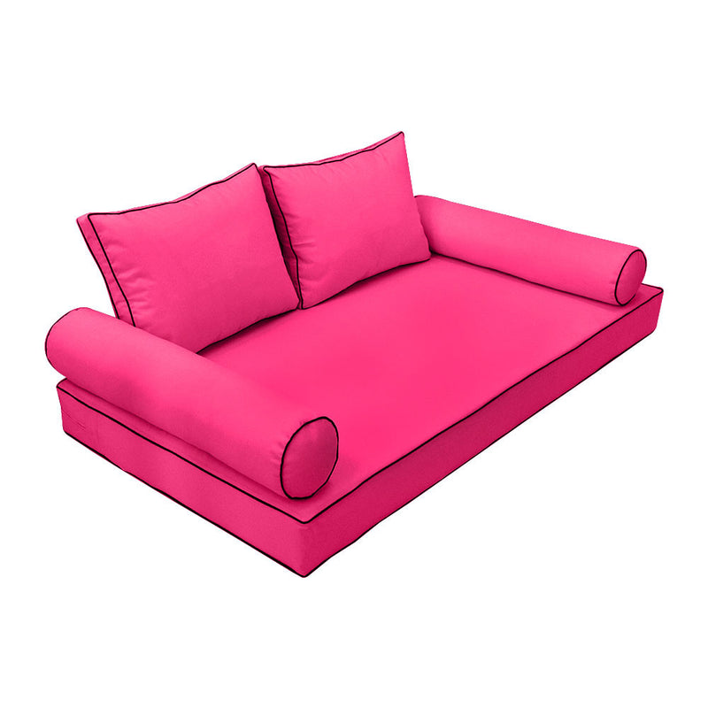 Model-1 5PC Contrast Pipe Daybed Mattress Cushion Complete Set-Twin Size AD110