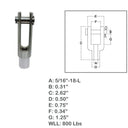Left Handed Threaded Yoke End Stainless Steel T316