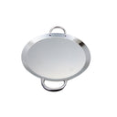 14" Stainless Steel Round Serving Platter – Ottoman Tray with Handles for Kitchen, Parties & Decorative Display