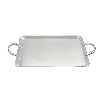 11-1/2" x 19" Stainless Steel Rectangular Serving Platter – Ottoman Tray with Handles for Kitchen, Parties & Decorative Display