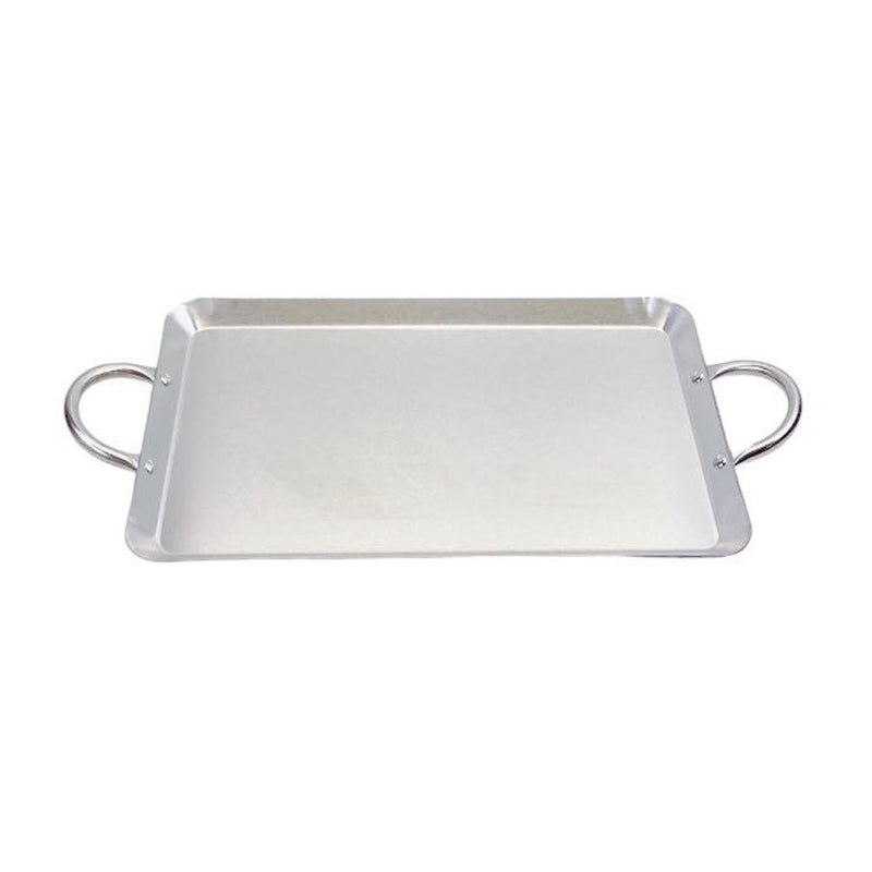 11-1/2" x 19" Stainless Steel Rectangular Serving Platter – Ottoman Tray with Handles for Kitchen, Parties & Decorative Display