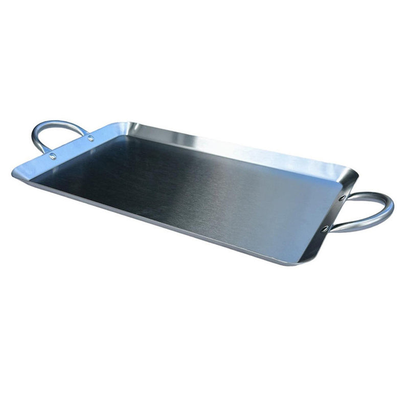 11-1/2" x 19" Stainless Steel Rectangular Serving Platter – Ottoman Tray with Handles for Kitchen, Parties & Decorative Display