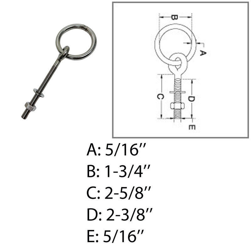 Marine Ring Eye Bolt Ring Diameter Shoulder Bolt Stainless Steel T304