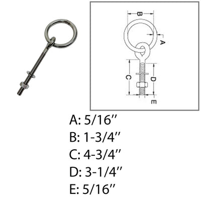 Marine Ring Eye Bolt Ring Diameter Shoulder Bolt Stainless Steel T304