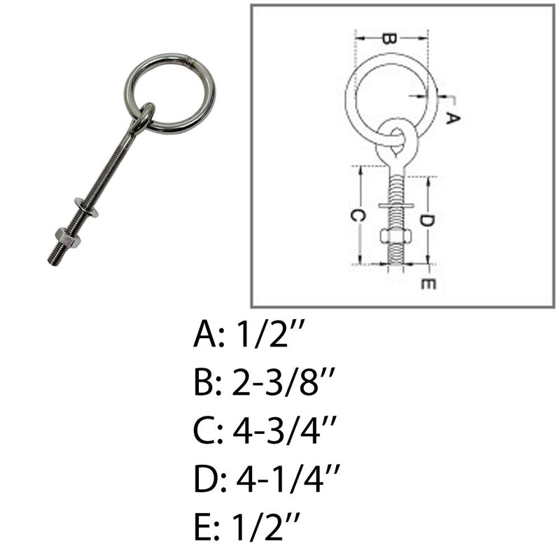 Marine Ring Eye Bolt Ring Diameter Shoulder Bolt Stainless Steel T304